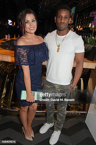 Jessica Wright and Joe Hagan attend the launch of a new collaboration between DSTRKT and FashionTV featuring the Bluebella Lingerie fashion show at...