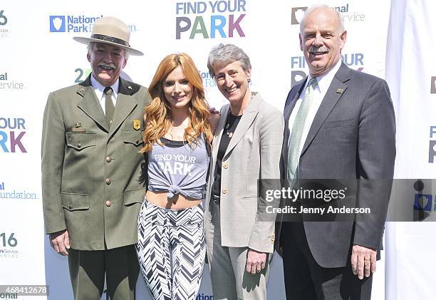 National Park Service Director Jonathan B. Jarvis, actress Bella Thorne, U.S. Secretary of the Interior Sally Jewell, and National Park Foundation...