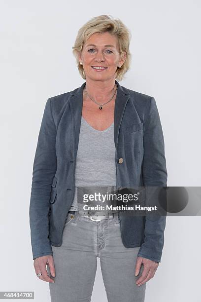 Head coach Silvia Neid of Germany poses for a portrait during the DFB Women's Marketing Day at the Commerzbank-Arena on January 14, 2015 in Frankfurt...