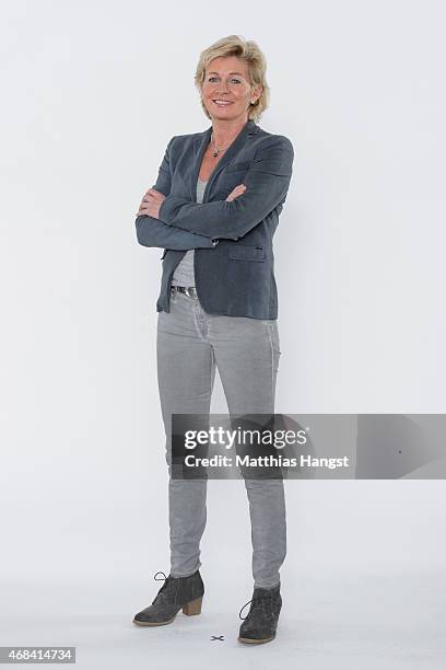 Head coach Silvia Neid of Germany poses for a portrait during the DFB Women's Marketing Day at the Commerzbank-Arena on January 14, 2015 in Frankfurt...