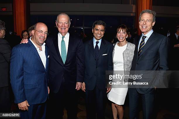 Jeff Zucker, James A. Baker, III, Fareed Zakaria, Lisa Carco, and Jeffrey Bewkes attend the reception for Time Warner's Conversations on The Circle:...