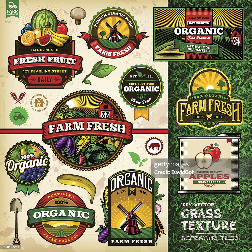 Organic Farm Fresh Label Set 4