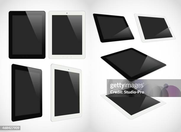 stockillustraties, clipart, cartoons en iconen met realistic tablet pc computer isolated on white background - sterk perspectief