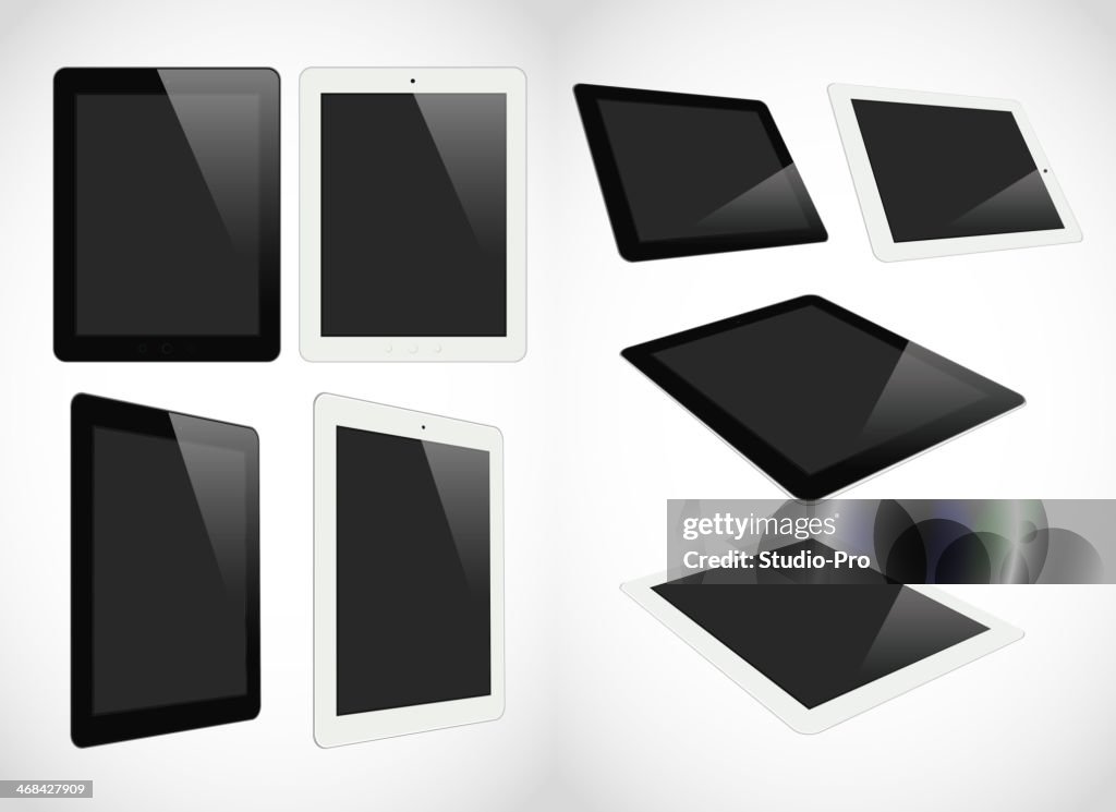Realistic tablet pc computer isolated on white background