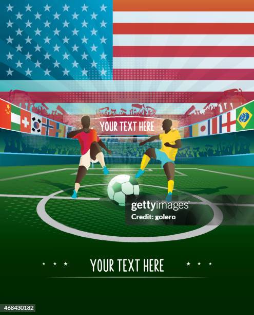 usa-soccer match - anstoß fußball stock-grafiken, -clipart, -cartoons und -symbole