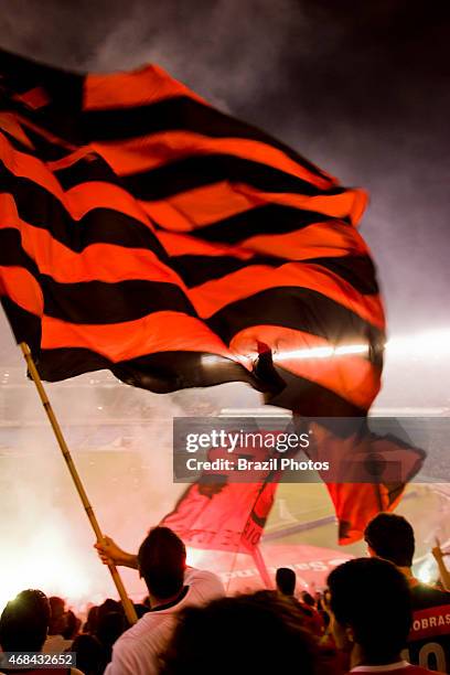 Flamengo soccer team fans at Maracana stadium in Rio de Janeiro. Flamengo is the most popular team in Brazil and one of the most popular teams in the...