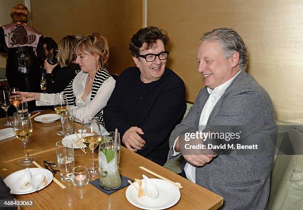 Amanda Levete, Mark Wallinger and Ben Evans attend a dinner at Nobu Berkeley celebrating American artist George Condo after his exhibition openings...