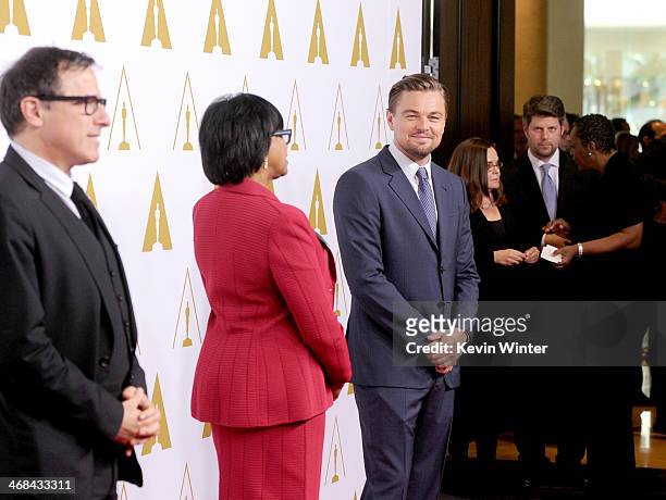 Director/writer David O. Russell, Academy of Motion Picture Arts and Sciences Board of Governors President Cheryl Boone Isaacs and actor Leonardo...