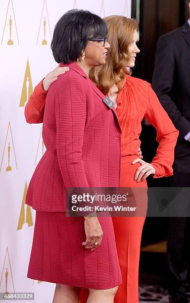 Academy of Motion Picture Arts and Sciences Board of Governors President Cheryl Boone Isaacs and actress Amy Adams attend the 86th Academy Awards...