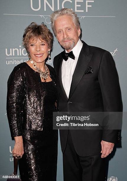 Dena Kaye and Michael Douglas attend the 2014 UNICEF ball presented by Baccarat at Regent Beverly Wilshire Hotel on January 14, 2014 in Beverly...