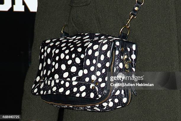 Detail of the Anne Marivin's bag pictured during the 'Fiston' Paris Premiere at Le Grand Rex on February 10, 2014 in Paris, France.
