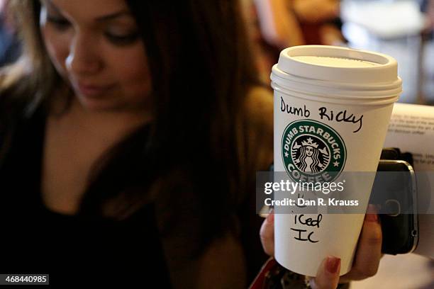 Customers waited up to 2.5 hours for a free coffee at Dumb Starbucks in the Los Feliz neighborhood on February 10, 2014 in Los Angele, California....