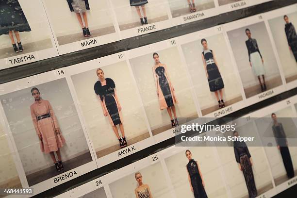 General view backstage at the Reem Acra fashion show during Mercedes-Benz Fashion Week Fall 2014 at The Salon at Lincoln Center on February 10, 2014...