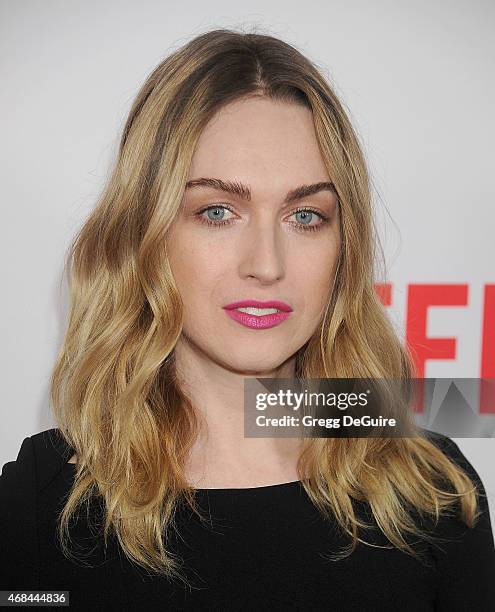 Actress Jamie Clayton arrives at the premiere Of Netflix's "Marvel's Daredevil" at Regal Cinemas L.A. Live on April 2, 2015 in Los Angeles,...