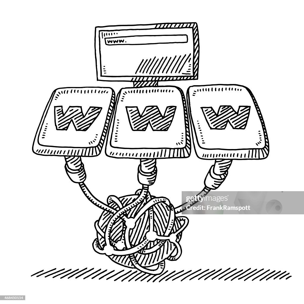 World Wide Web Network Technology Drawing High-Res Vector Graphic ...