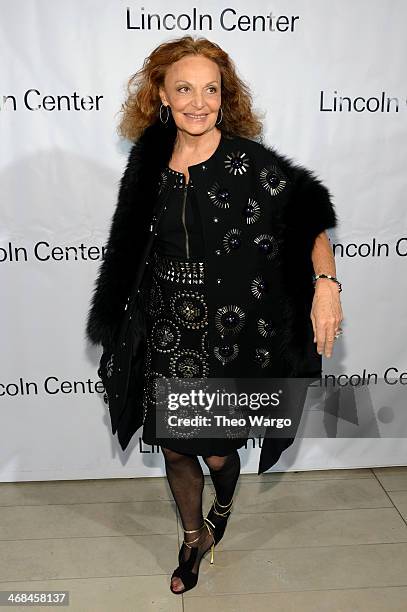 Fashion designer Diane von Furstenberg attends the Great American Songbook event honoring Bryan Lourd at Alice Tully Hall on February 10, 2014 in New...