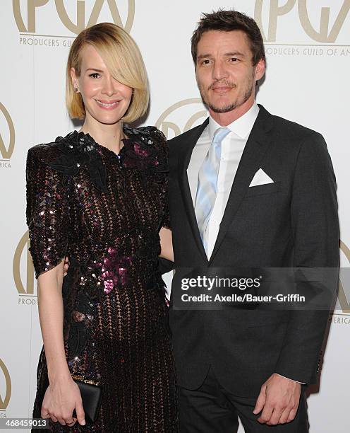 Actress Sarah Paulson and Pedro Pascal attend the 25th Annual Producers Guild Awards at The Beverly Hilton Hotel on January 19, 2014 in Beverly...