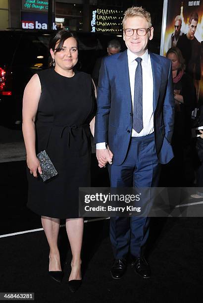 Director/actor Kenneth Branagh and his wife art director Lindsay Brunnock arrive at the Los Angeles Premiere 'Jack Ryan: Shadow Recruit" on January...