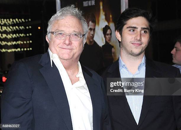 Musician/composer Randy Newman and his son Amos Newman arrive at the Los Angeles Premiere 'Jack Ryan: Shadow Recruit" on January 15, 2014 at TCL...