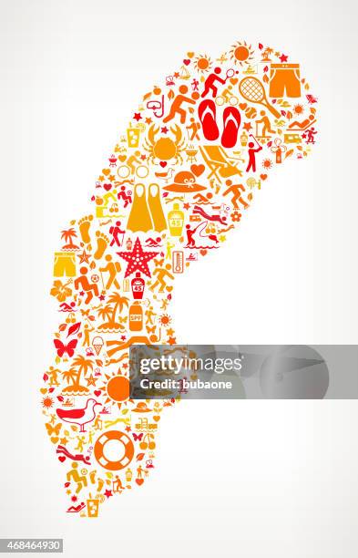 sweden map on summer pattern background - midsummer scandinavia stock illustrations