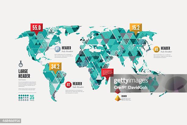 infographic elements - world map - pyramid shape 3d stock illustrations