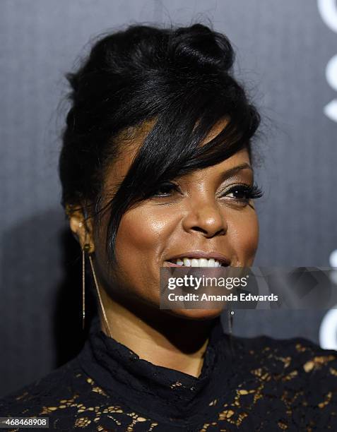 Actress Taraji P. Henson arrives at the launch of Samsung's Galaxy S 6 and Galaxy S 6 Edge at Quixote Studios on April 2, 2015 in Los Angeles,...