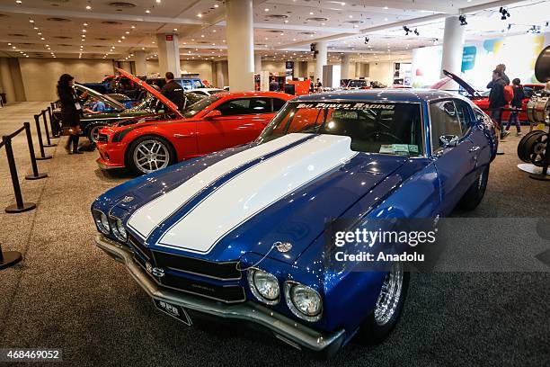 The Chevrolet Camaro SS is displayed at the 2015 New York International Auto Show in New York, USA, on April 02, 2015.