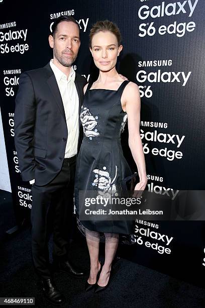 Filmmaker Michael Polish and actress Kate Bosworth attend the Samsung Galaxy S 6 edge launch on April 2, 2015 in Los Angeles, California.