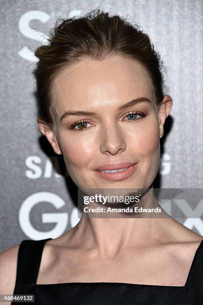 Actress Kate Bosworth arrives at the launch of Samsung's Galaxy S 6 and Galaxy S 6 Edge at Quixote Studios on April 2, 2015 in Los Angeles,...