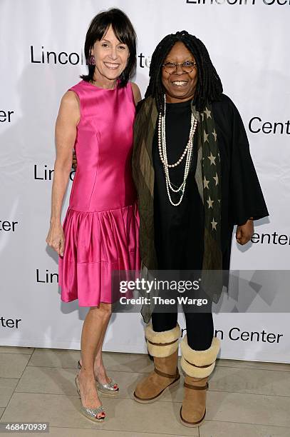 Katherine Farley and Whoopi Goldberg attend the Great American Songbook event honoring Bryan Lourd at Alice Tully Hall on February 10, 2014 in New...