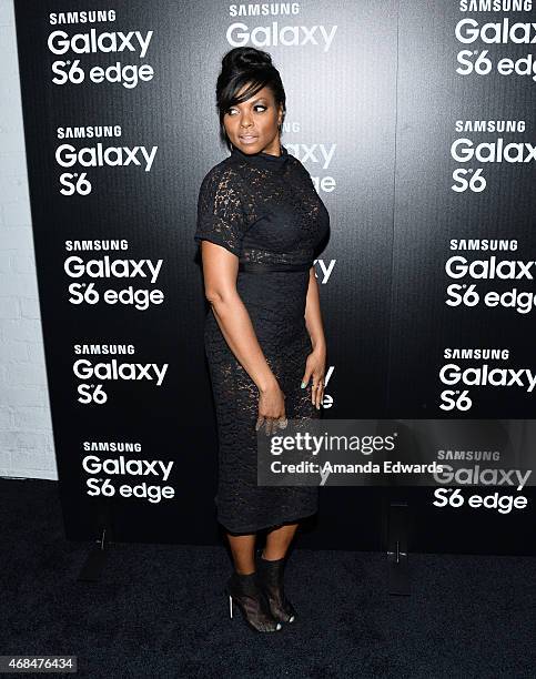 Actress Taraji P. Henson arrives at the launch of Samsung's Galaxy S 6 and Galaxy S 6 Edge at Quixote Studios on April 2, 2015 in Los Angeles,...