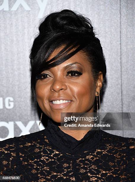 Actress Taraji P. Henson arrives at the launch of Samsung's Galaxy S 6 and Galaxy S 6 Edge at Quixote Studios on April 2, 2015 in Los Angeles,...