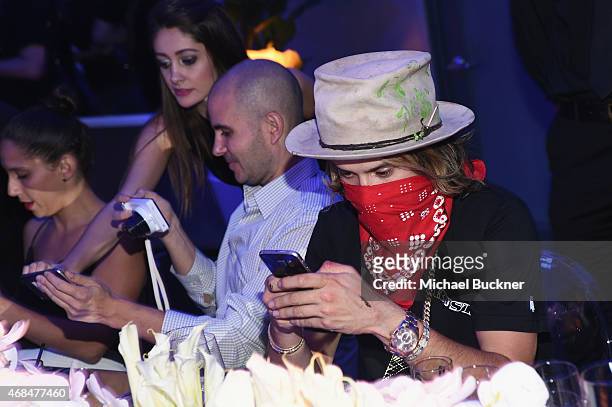 Artist Alec Monopoly attends the Samsung Galaxy S 6 edge launch on April 2, 2015 in Los Angeles, California.