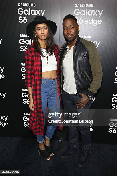 Lamorne Morris and guest attend the Samsung Galaxy S 6 edge launch on April 2, 2015 in Los Angeles, California.