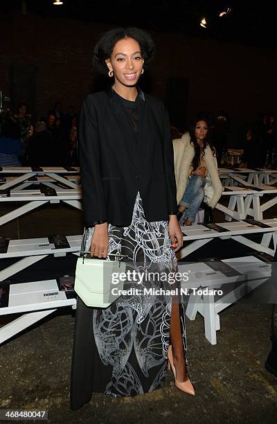 Solange Knowles attends the Honor show during Mercedes-Benz Fashion Week Fall 2014 at Eyebeam on February 10, 2014 in New York City.