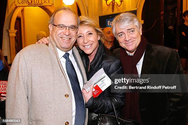 Professor David Khayat, Manuela Isnard Seznec and her husband Bruno Seznec attend 'La Porte a Cote' : Theater Play premiere. Held at Theatre Edouard...