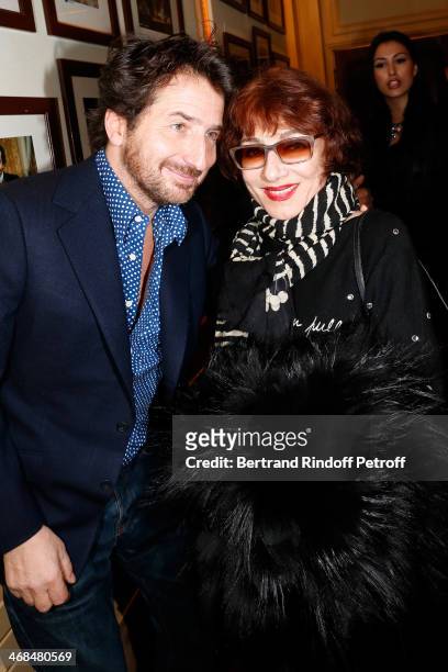 Actors Edouard Baer and Judith Magre attend 'La Porte a Cote' : Theater Play premiere. Held at Theatre Edouard VII on February 10, 2014 in Paris,...