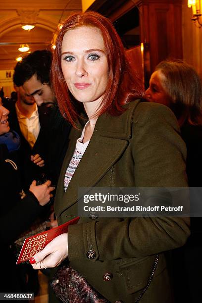 Actress Audrey Fleurot attends 'La Porte a Cote' : Theater Play premiere. Held at Theatre Edouard VII on February 10, 2014 in Paris, France.