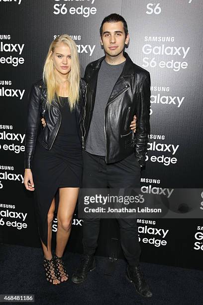 Personality Nick Simmons and Rebeca Szulc attend the Samsung Galaxy S 6 edge launch on April 2, 2015 in Los Angeles, California.