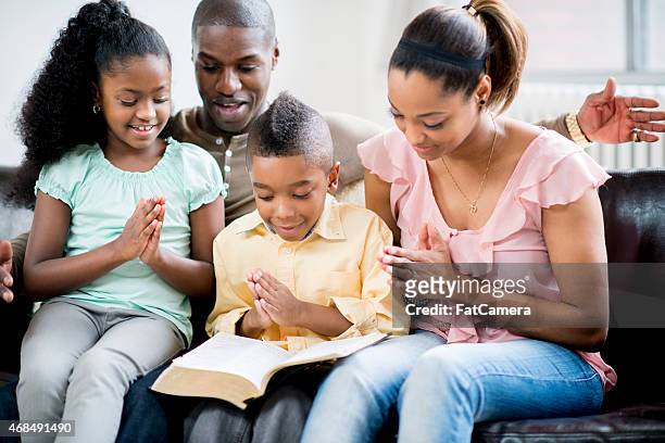 family prayer - african american church stock pictures, royalty-free photos & images