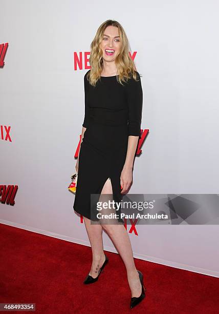 Actress Jamie Clayton attends the premiere of "Marvel's Daredevil" at Regal Cinemas L.A. Live on April 2, 2015 in Los Angeles, California.