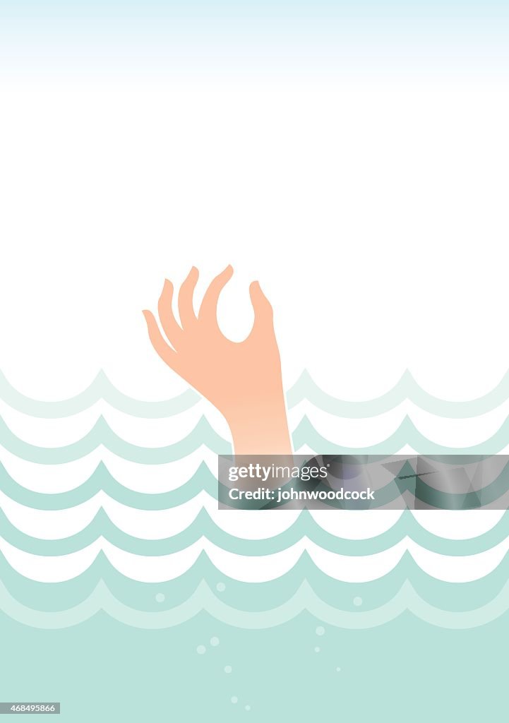 Drowning in the sea illustration