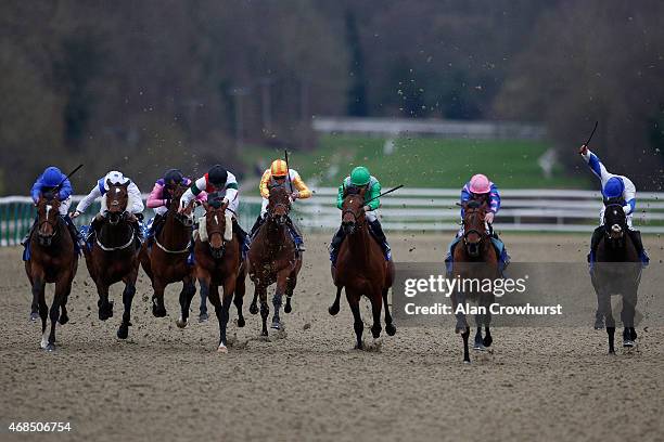 William Buick riding Tryster win The Coral Easter Classic All-Weather Middle Distance Championships Conditions Stakes at Lingfield racecourse on...