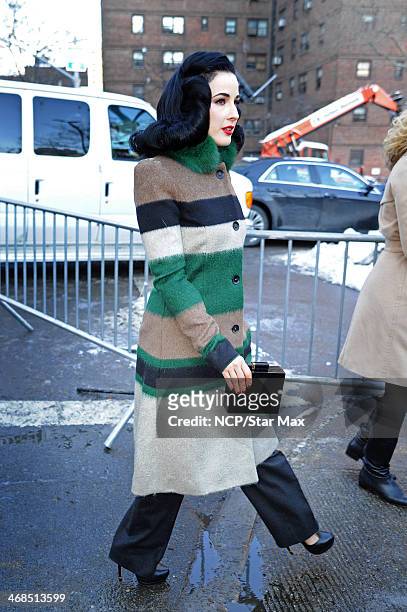Dita Von Teese is seen on February 10, 2014 in New York City.