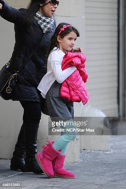 Suri Cruise is seen on February 10, 2014 in New York City.
