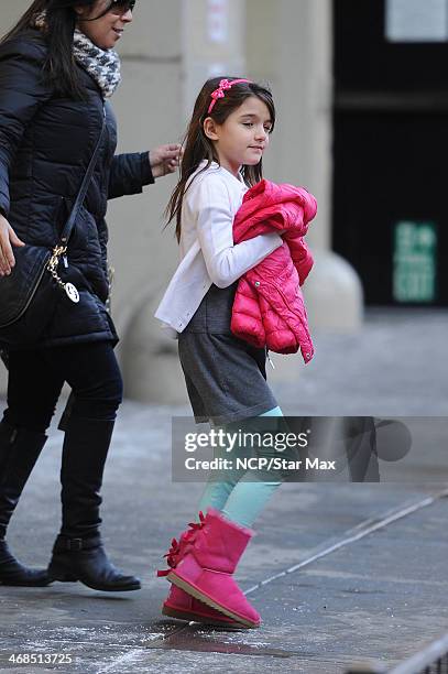 Suri Cruise is seen on February 10, 2014 in New York City.