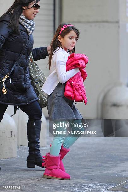 Suri Cruise is seen on February 10, 2014 in New York City.