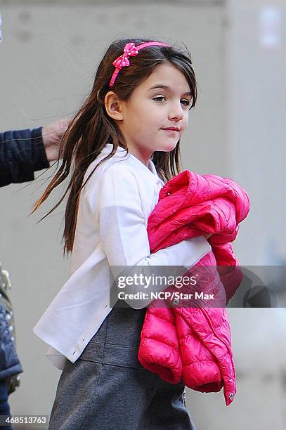 Suri Cruise is seen on February 10, 2014 in New York City.