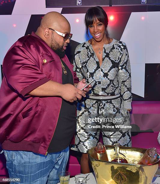 Jazzy Pha and Kelly Rowland attend at Gold Room on April 2, 2015 in Atlanta, Georgia.