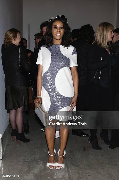 Stylist June Ambrose attends the dinner to celebrate the Brothers, Sisters, Sons And Daughters Spring 2014 campaign launch on February 10, 2014 in...